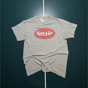 Vintage Kum &‎ Go Graphic T Shirt Size Men's Medium Funny Humor Tee Gray Red